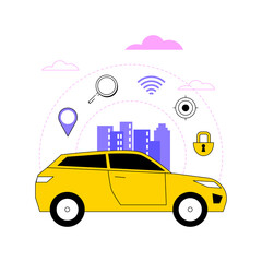 Poster - Autonomous car abstract concept vector illustration. Self-driving car, driverless robotic vehicle, sensor based technology, autonomous vehicle, self-operated, test-drive abstract metaphor.