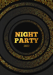 Wall Mural - Night party flyer template design. Gold and black vector background