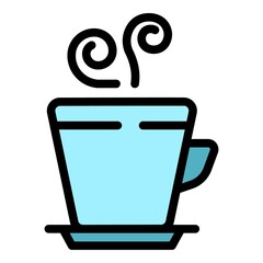 Poster - Steam mug icon. Outline steam mug vector icon color flat isolated