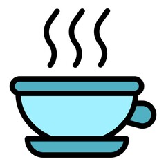 Poster - Breakfast cup icon. Outline breakfast cup vector icon color flat isolated
