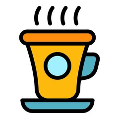 Poster - Small mug icon. Outline small mug vector icon color flat isolated