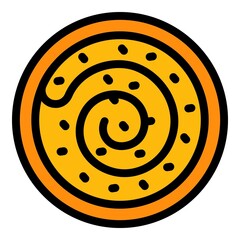 Poster - Cinnamon bakery icon. Outline cinnamon bakery vector icon color flat isolated