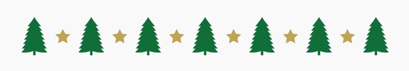 Wall Mural - christmas trees and stars border.