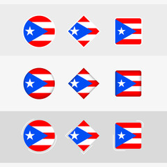 Sticker - Puerto Rico flag icons set, vector flag of Puerto Rico.