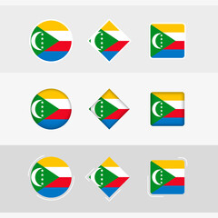 Sticker - Comoros flag icons set, vector flag of Comoros.