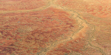 Central South Australian Aerial Landscape Looking Straight Down At Dry Arid Landscape From Central South Australia. Aerial Images Over The Painted Desert, Dry Creek Beds, And Scrub Bushland