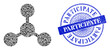 Links mosaic of triangle parts, and Participate grunge stamp seal. Blue stamp seal has Participate title inside round form. Vector links mosaic is formed of different triangle items.