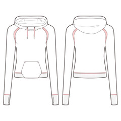 Women's hoodie fashion vector sketch, Apparel template