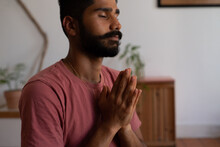Profile Portrait Of A Man During The Yoga Practice