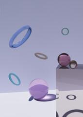Glossy and metallic rings and glass balls.