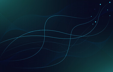 Poster - Wave Lines Digital Network Connection Internet Computer Technology Background