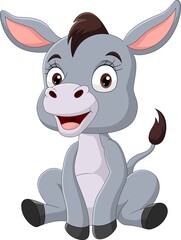 Sticker - Cute baby donkey cartoon sitting