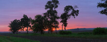 Rural Sunset In Field After Harvest Nature Landscape