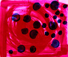 Ink Dots On Blood Red Paint