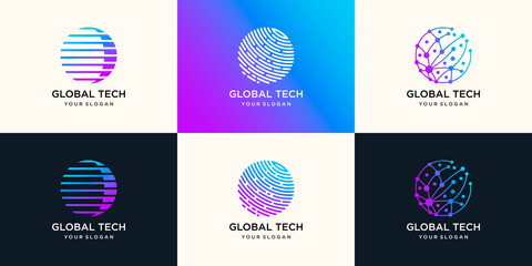 Global tech logo design illustration