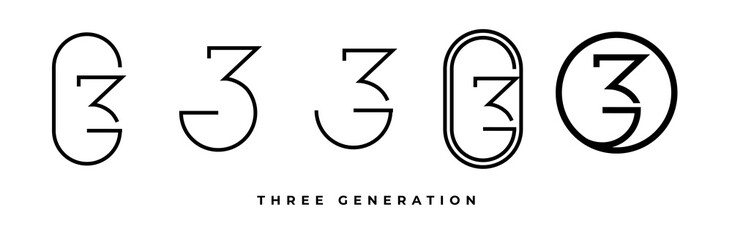 Vector simple logo initial 3G concept design