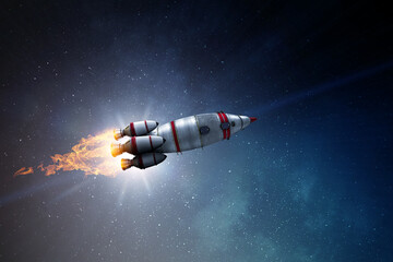 Wall Mural - rocket space ship . mixed media