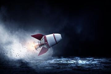 Wall Mural - rocket space ship . mixed media