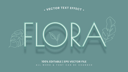 Poster - Flora botanical 3d text style effect. Editable illustrator text style.