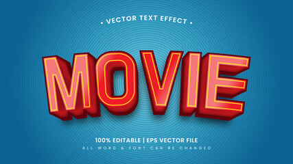 Poster - Movie cinematic 3d text style effect. Editable illustrator text style.