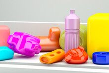 Bottle and colored plastics