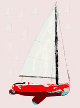 Small Red Sailboat Illustration