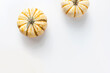 © Lauren Lee/Stocksy - Two pumpkins on white background