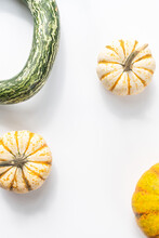 Collection Of Pumpkins On White Background