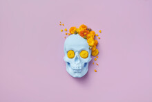 Colored Skull With Flowers