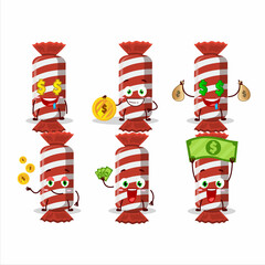 Poster - Red long candy package cartoon character with cute emoticon bring money