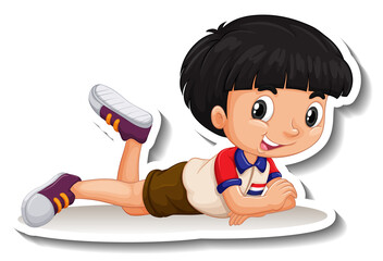 Sticker - A boy laying on the floor cartoon character