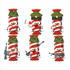 Poster - A charming soldier red long candy package cartoon picture bring a gun machine