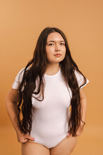Beautiful Plus Size Young Woman In A Studio