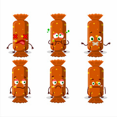 Wall Mural - Orange long candy package cartoon character with nope expression