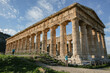 Ancient historical landmark Segesta archaeological site of historic Greece temple ruin in  Sicily Italy near Trapani, sightseeing in beautiful nature landscape in sunlight