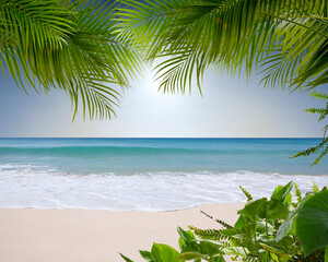 Wall Mural - View of nice tropical beach with some palms