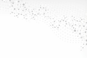 Poster - Geometric abstract background with connected line and dots. Structure molecule and communication. Big Data Visualization. Medical, technology, science background. illustration.