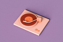 Pink Vinyl Player Illustration. 3D Render