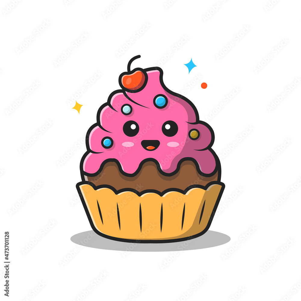 Cute Cake Cartoon Vector Icon Illustration. Food Recreation Icon ...