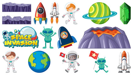 Wall Mural - isolated fantasy space game objects and elements set