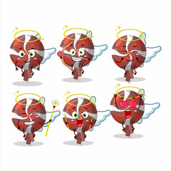 Sticker - Red twirl lolipop wrapped cartoon designs as a cute angel character