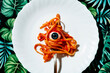 © Juan Moyano/Stocksy - scary eye in a plate of tagliatelle