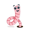 © kornetka - Pink happy worm, vector In flat style. Earthworm is a cartoon character