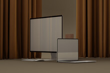 Computers With Background Curtains