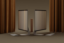 Computers With Background Curtains