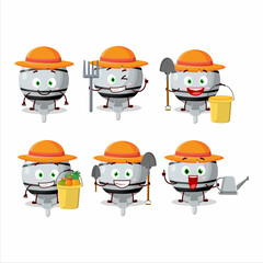 Canvas Print - Farmer white lolipop wrapped cute mascot character with fork