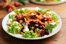 Beet And Carrot Salad With Rose Hips Dressing
