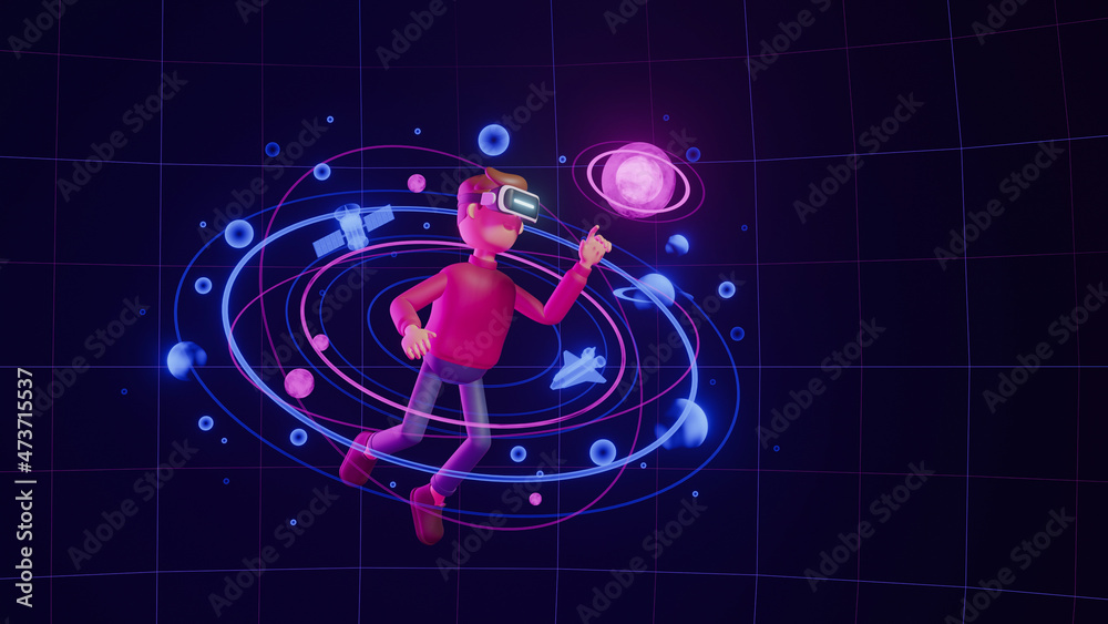 Metaverse technology future concept. VR virtual digital reality cyber ...