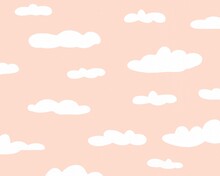 Pink Sky And White Clouds Illustration