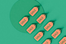 Top-down View Of Pink Sale Tags With Copy Space